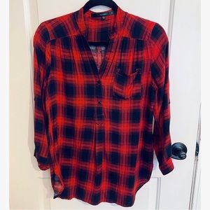 NWOT Red and Blue Flannel Blouse size M